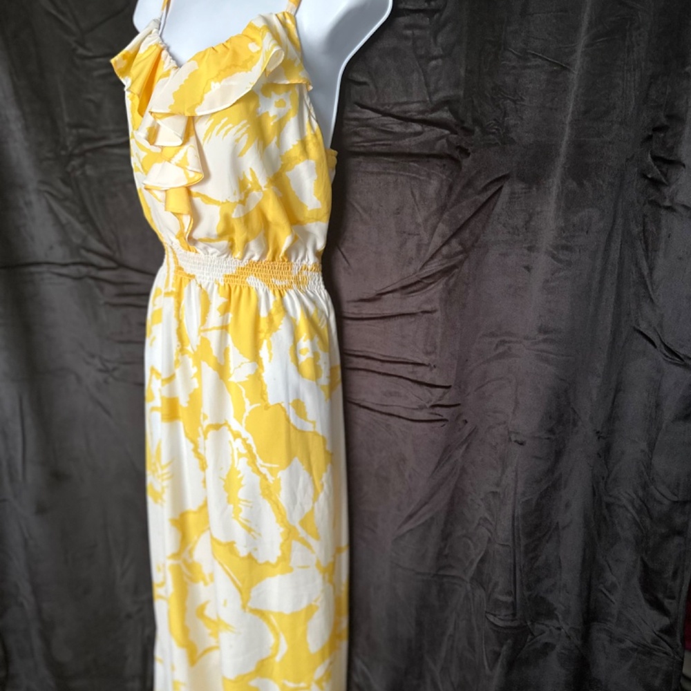 Loft, yellow & white maxi summer dress, size 6 - Picture 5 of 6